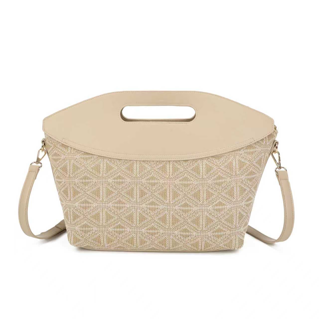 Borsa a mano prismatica geometrica in pelle lavorata a maglia Art.FF487