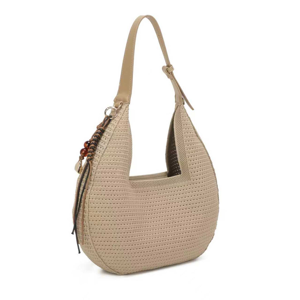 Borsa giornaliera monospalla con ciondolo a tracolla vuota lavorata a maglia e cerniera Art.FF490