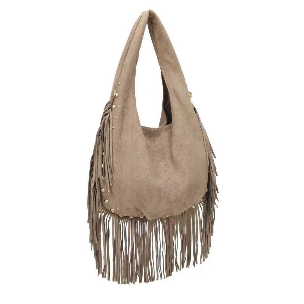 Borsa casual monospalla in pile con barba decorativa Art.CE232