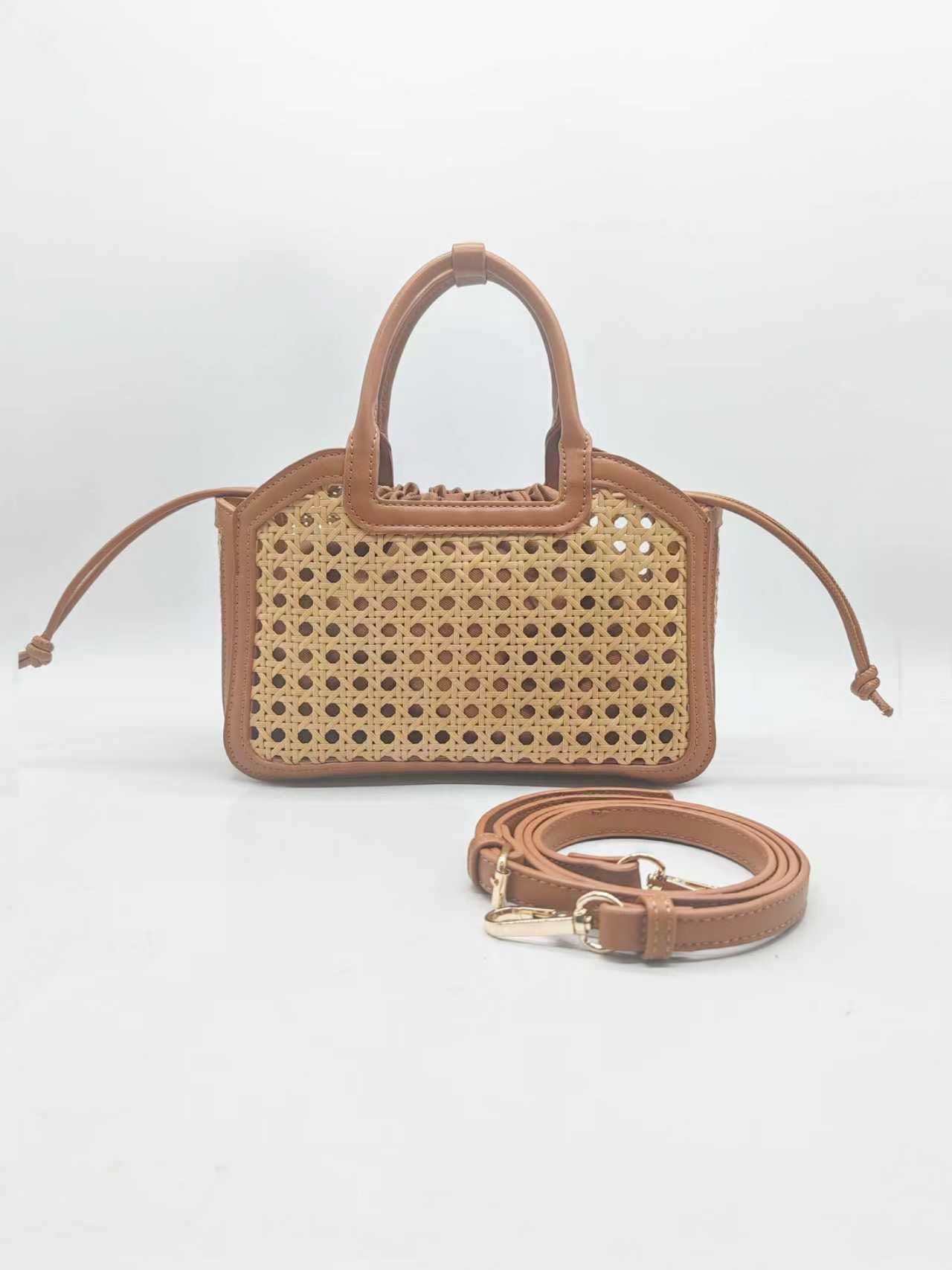 Borsa a mano da donna in bambù e PU con tasca interna per tutti i giorni Art.27482