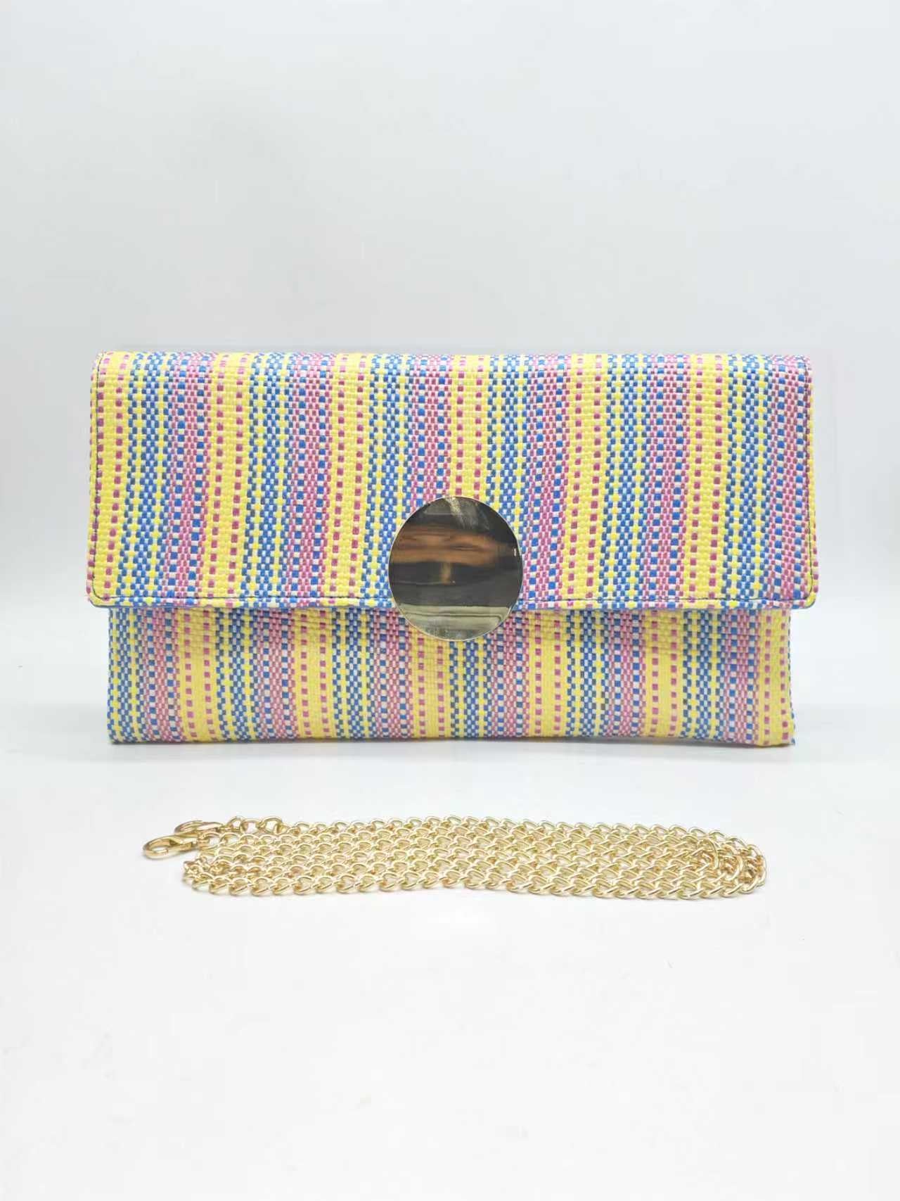 Borsa a mano da sera in paglia a righe verticali Art.FF27465