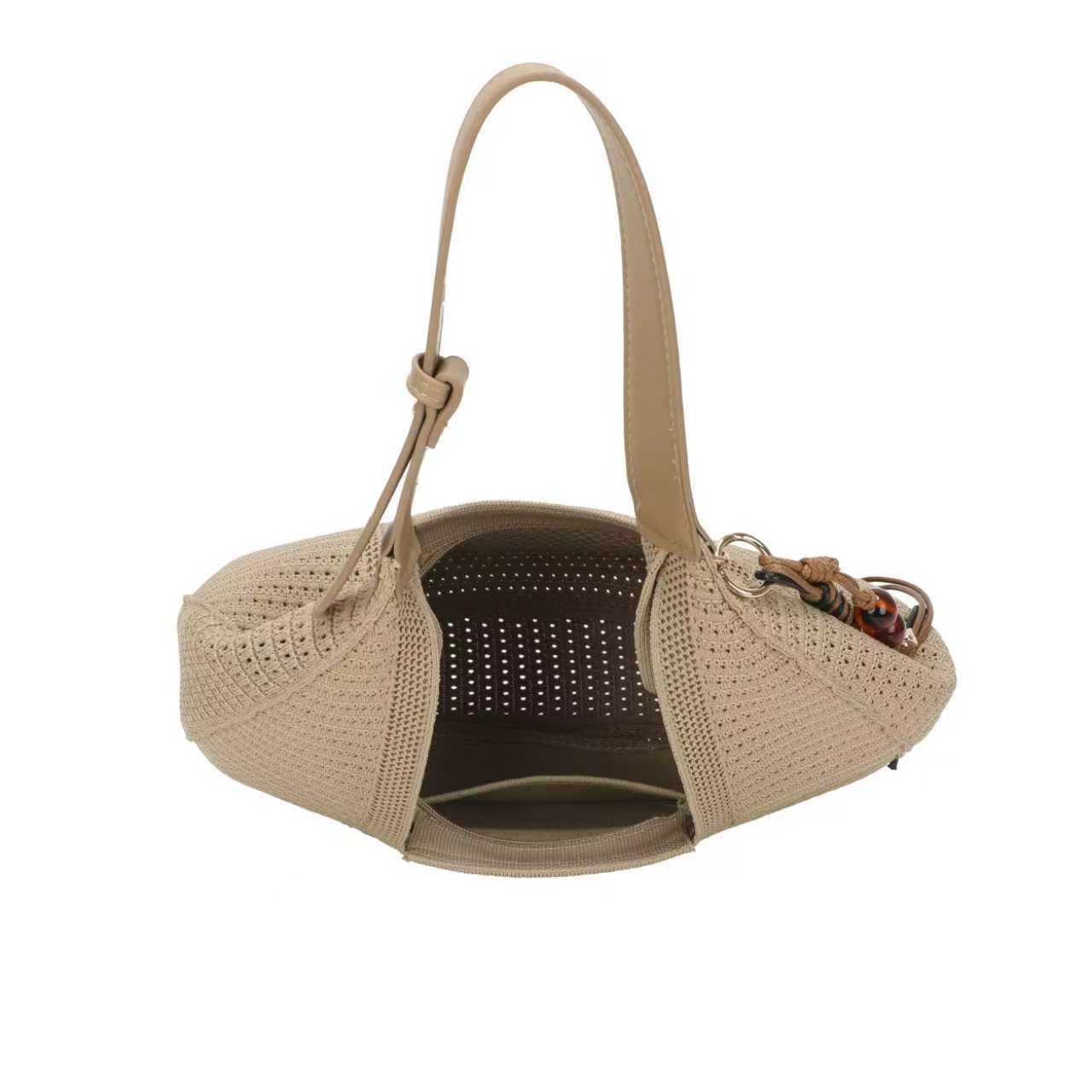 Borsa giornaliera monospalla con ciondolo a tracolla vuota lavorata a maglia e cerniera Art.FF490
