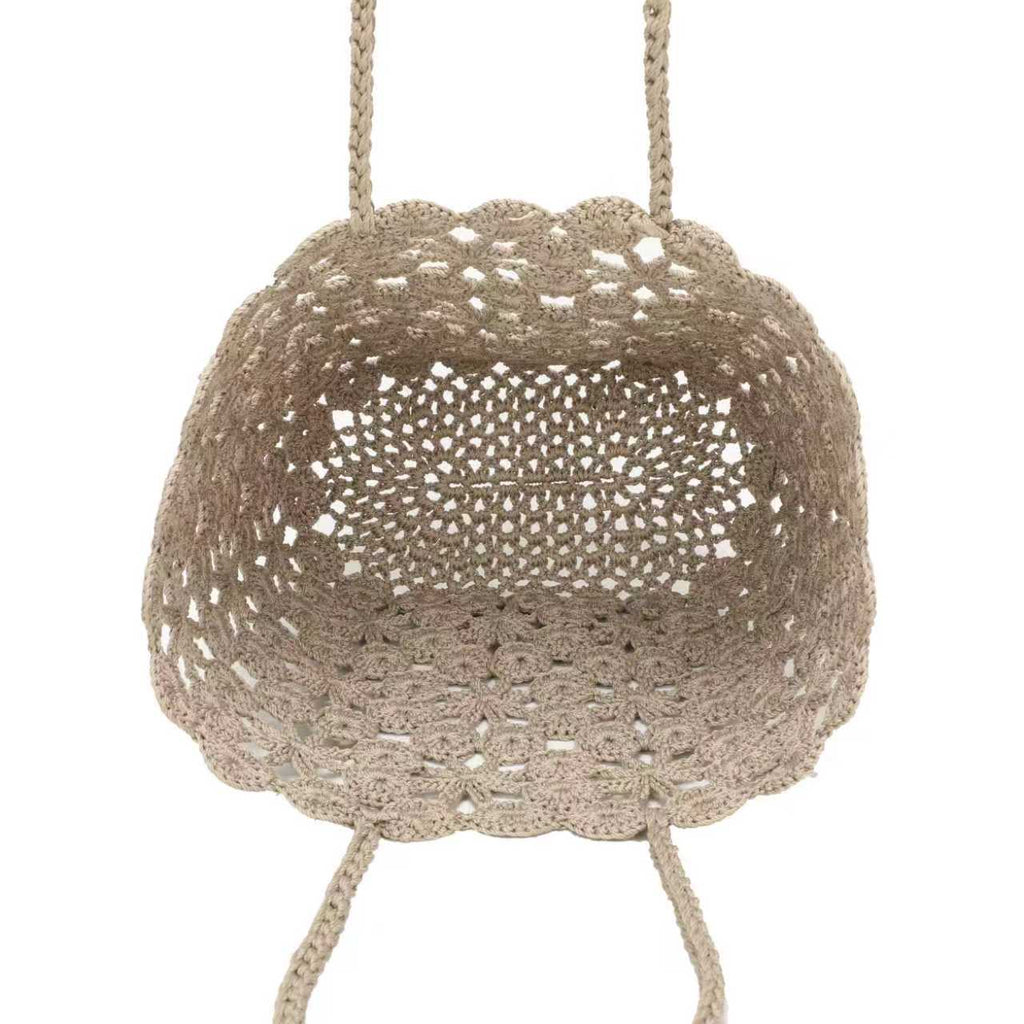 Borsa Estiva Quotidiana Monospalla Fissa in Lana Maglia a Fiori con Tasca Interna Art.23029