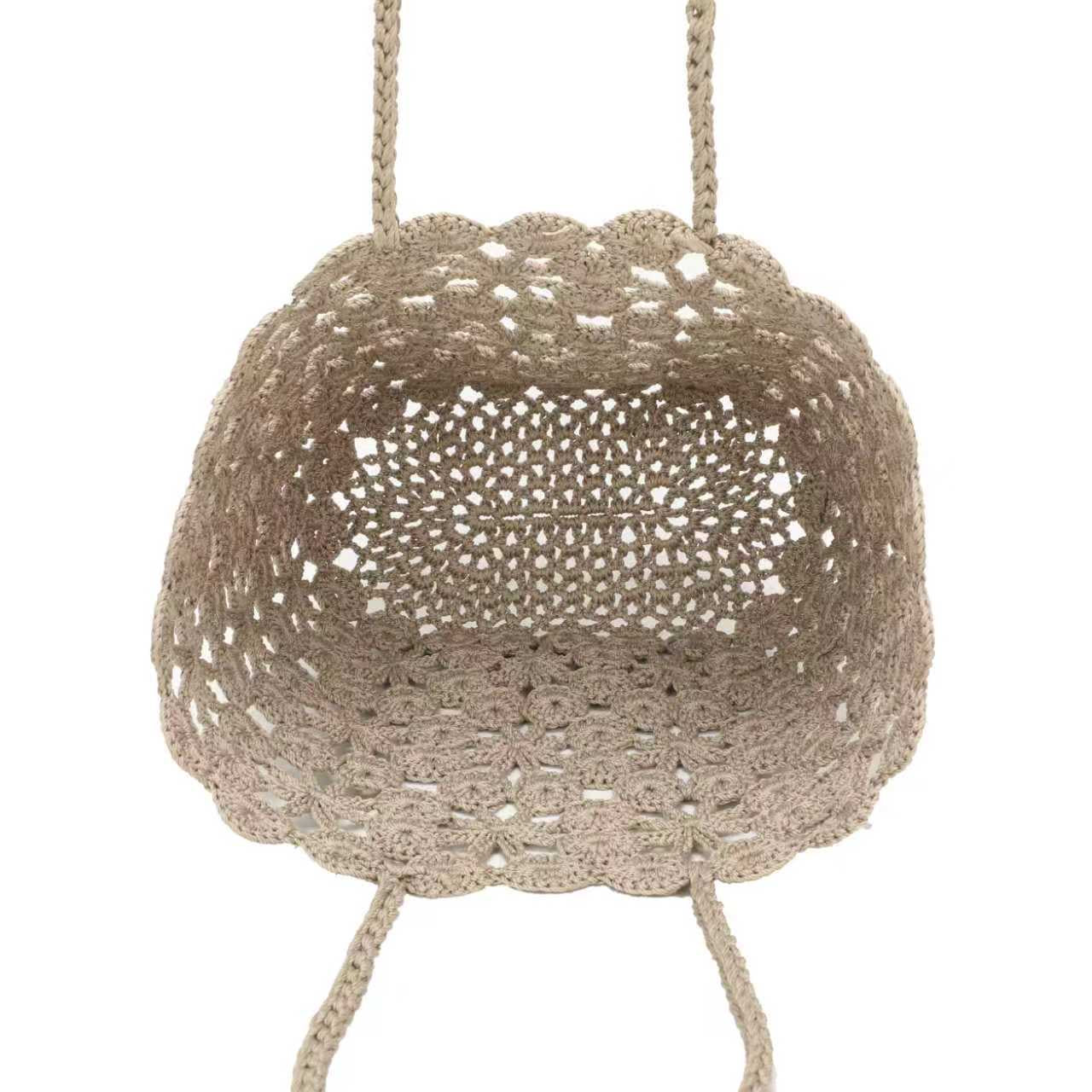 Borsa Estiva Quotidiana Monospalla Fissa in Lana Maglia a Fiori con Tasca Interna Art.23029