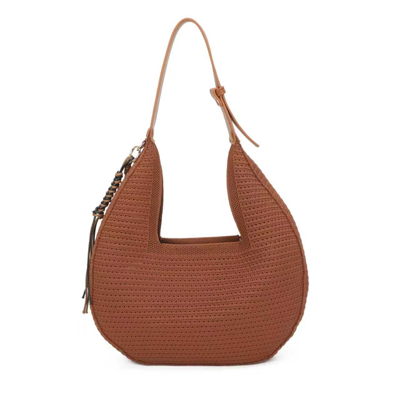 Borsa giornaliera monospalla con ciondolo a tracolla vuota lavorata a maglia e cerniera Art.FF490