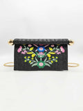 Borsa da sera moda con ricamo in paglia e decorazione in metallo Art.FF27453