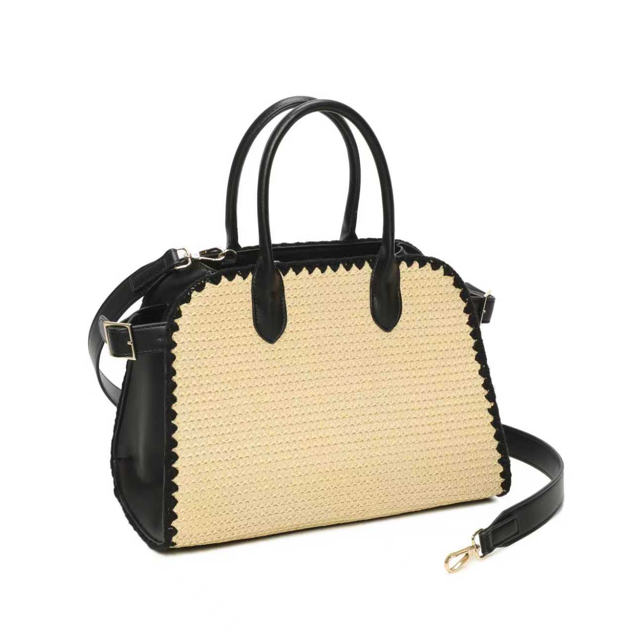 Borsa Casual Quotidiana Ampia con Ricamo Bordo in Paglia Doppio Polso Art.CE265