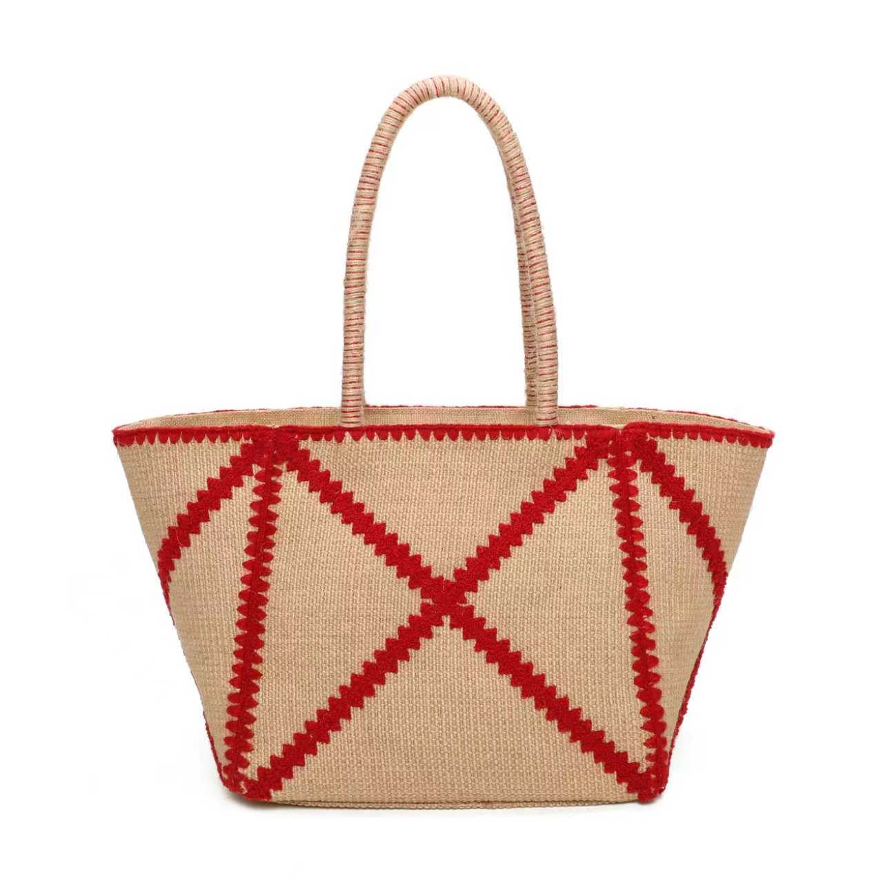 Borsa in juta ricamata di grandi dimensioni monospalla shopping quotidiano Art.CE267