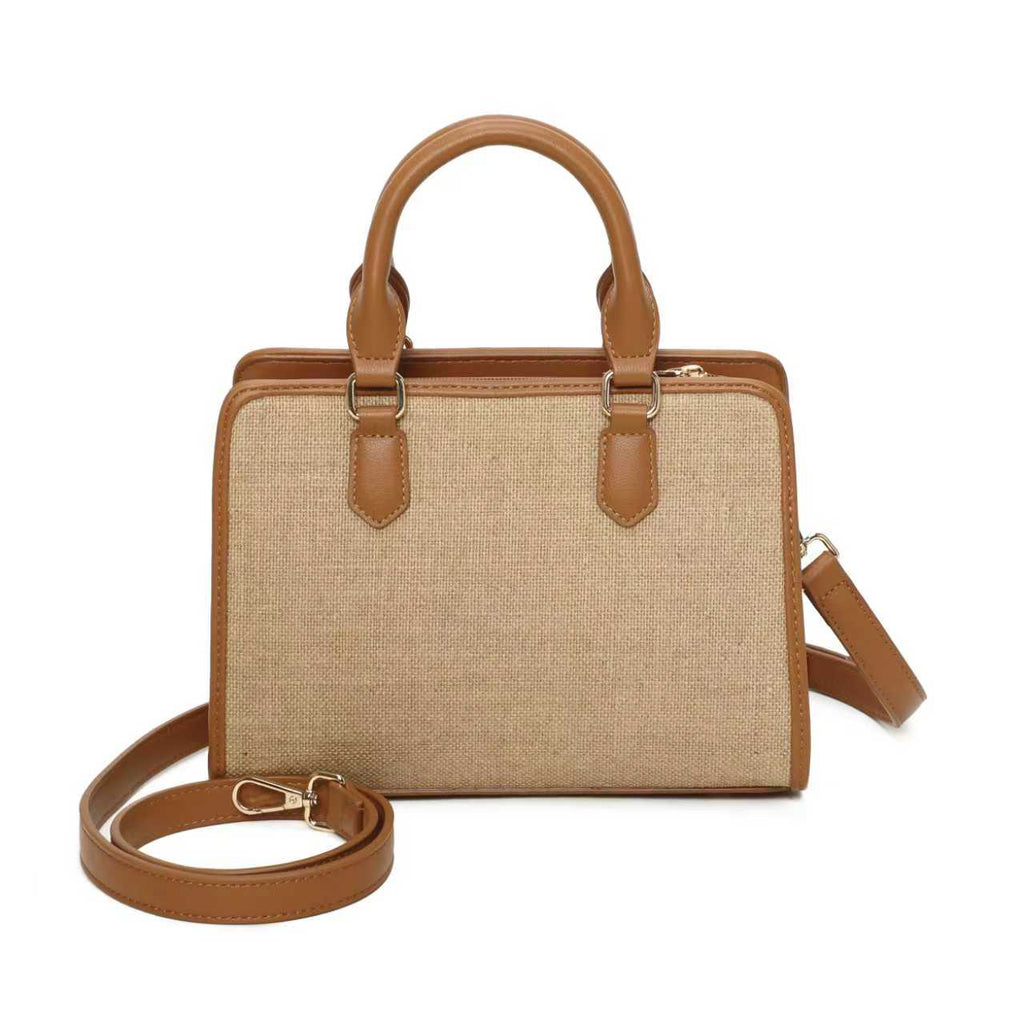 Borsa a mano da giorno in paglia con lettere ricamate bicolori Art.CE241