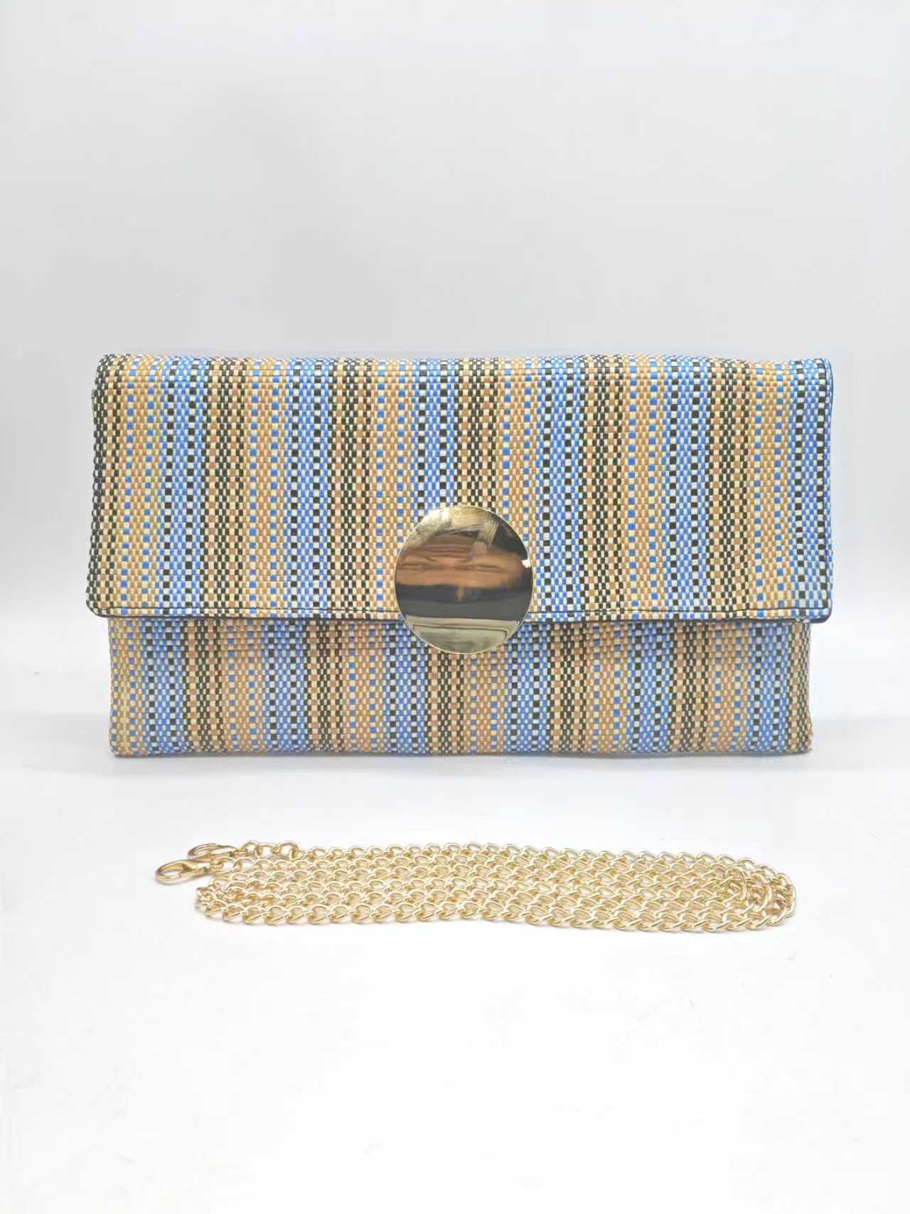 Borsa a mano da sera in paglia a righe verticali Art.FF27465