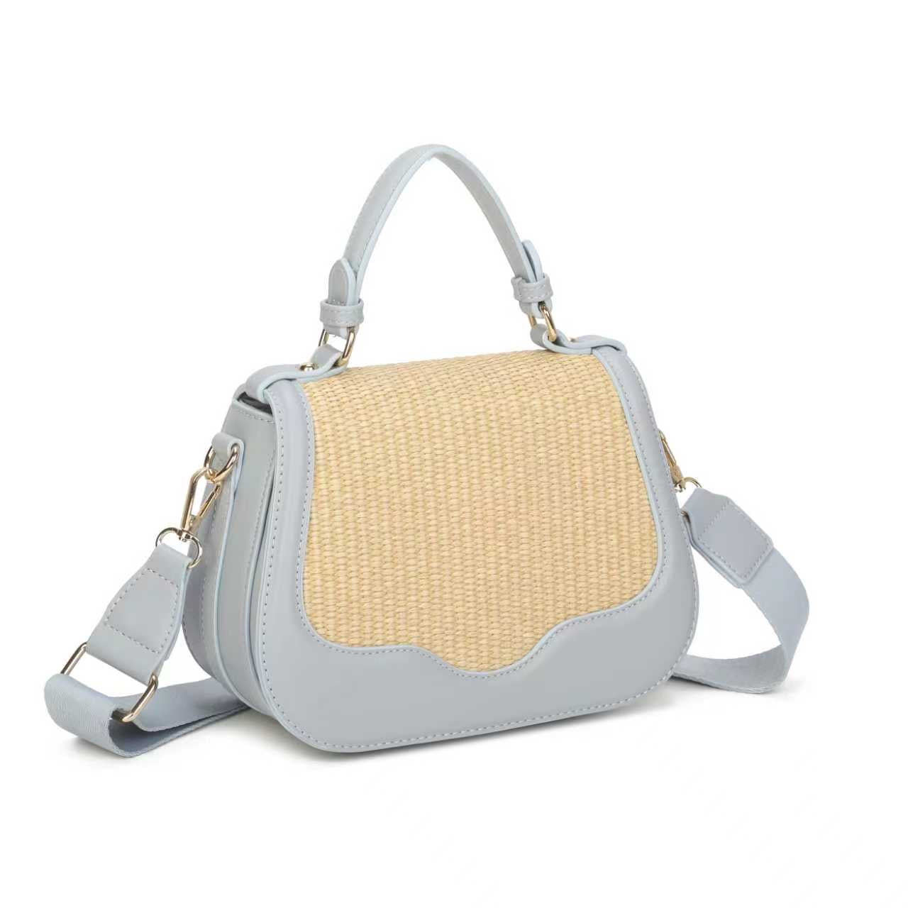 Borsa casual quotidiana in paglia e PU con tracolla larga e lunga Art.CE256