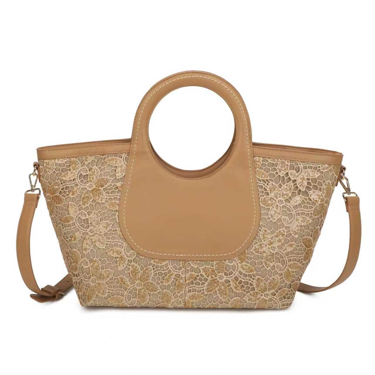 Borsa a mano grande in pizzo con materiale PU, per uso quotidiano e casual, Art. CE194