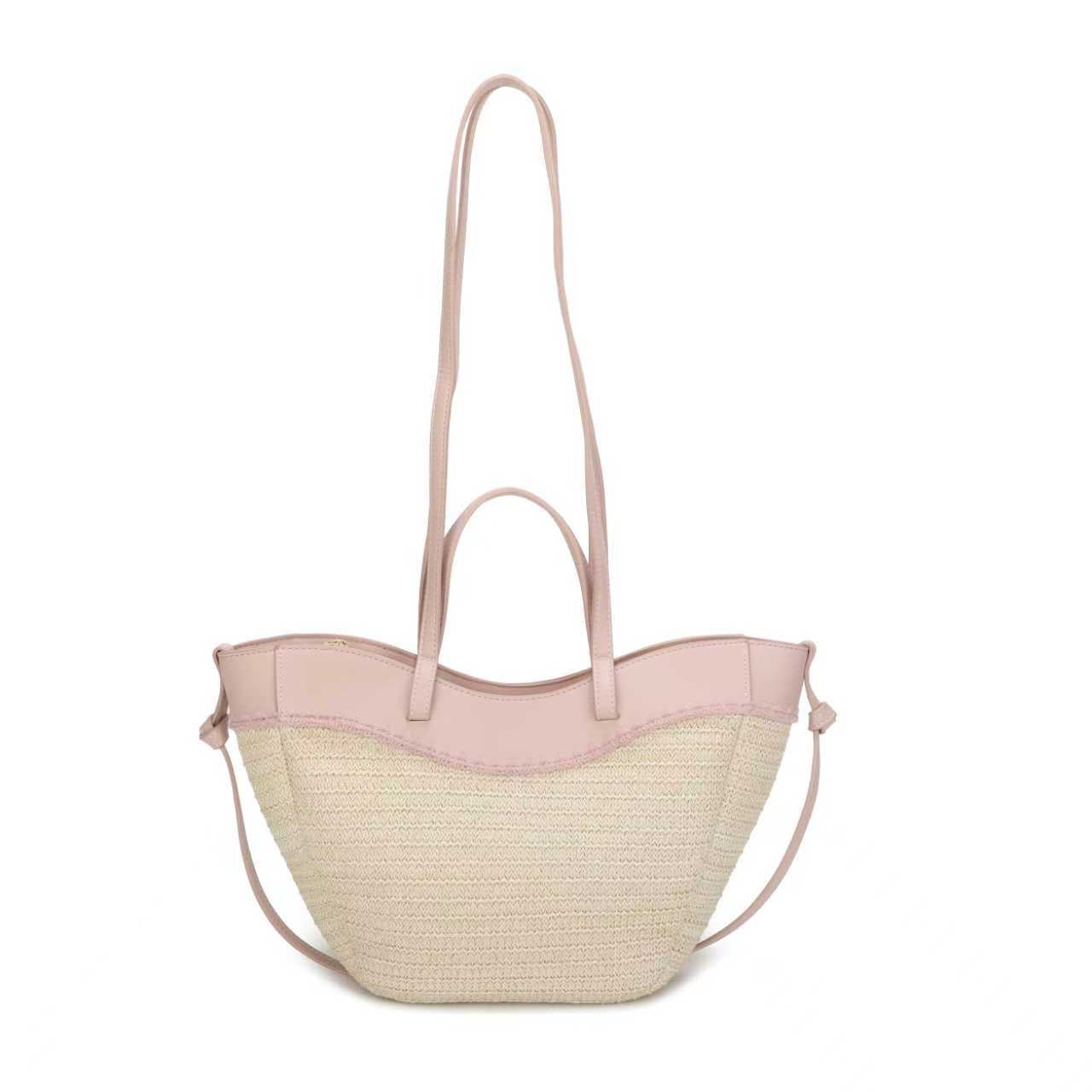 Materiale Paglia Materiale PU Borsa da Donna Alla Moda Doppia da Polso a Mano o Monospalla Art.CE261