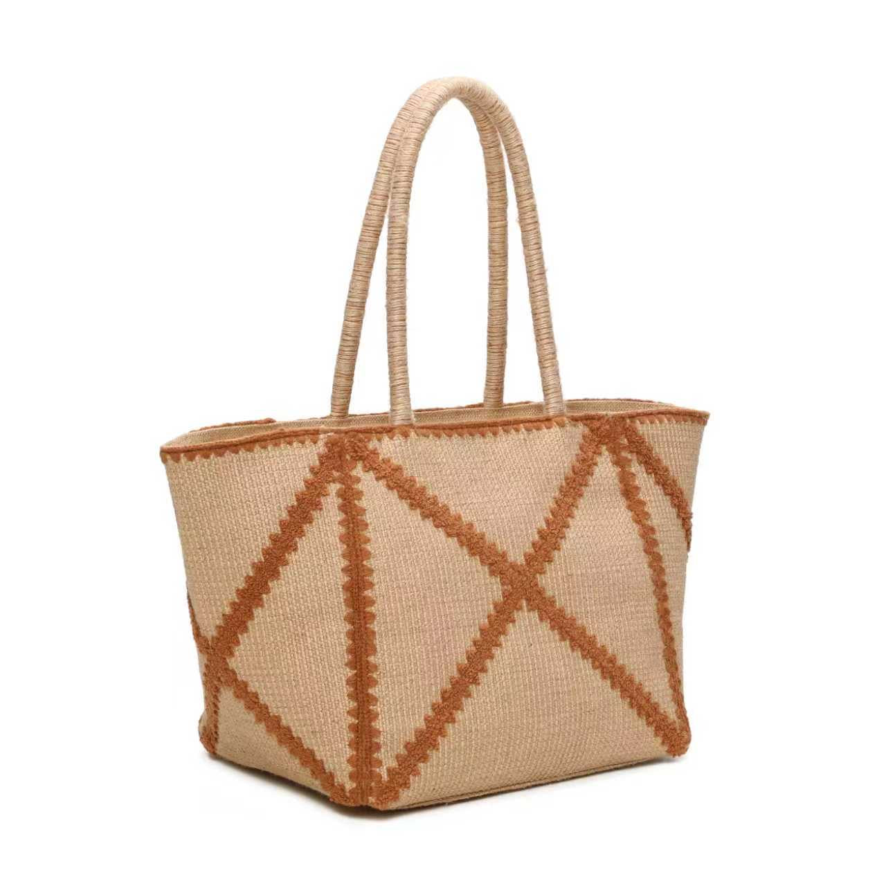 Borsa in juta ricamata di grandi dimensioni monospalla shopping quotidiano Art.CE267