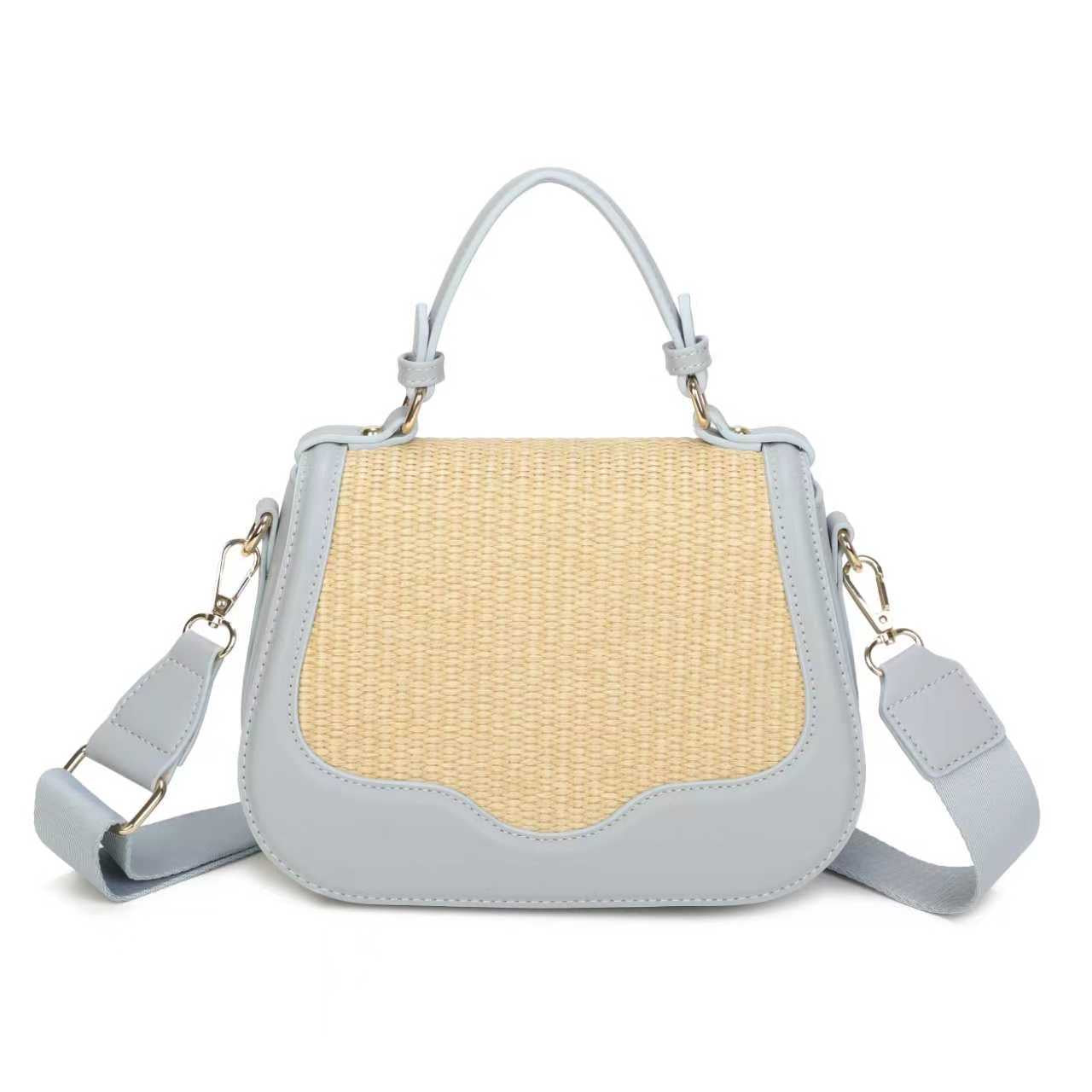 Borsa casual quotidiana in paglia e PU con tracolla larga e lunga Art.CE256