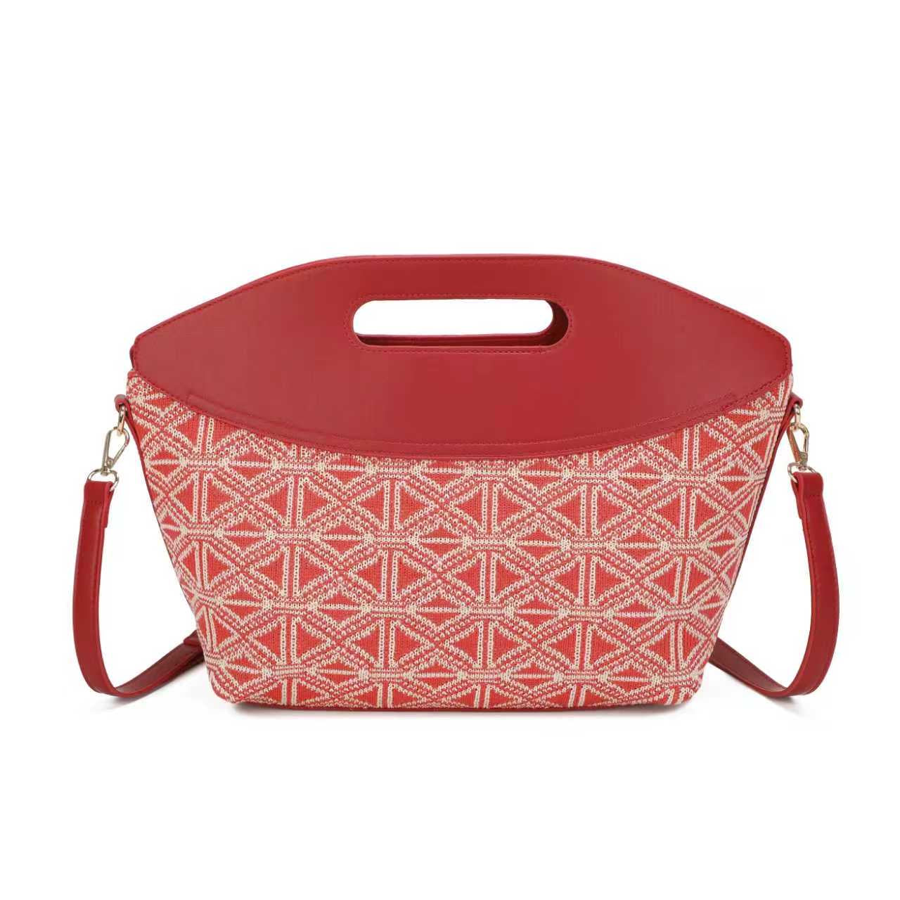Borsa a mano prismatica geometrica in pelle lavorata a maglia Art.FF487
