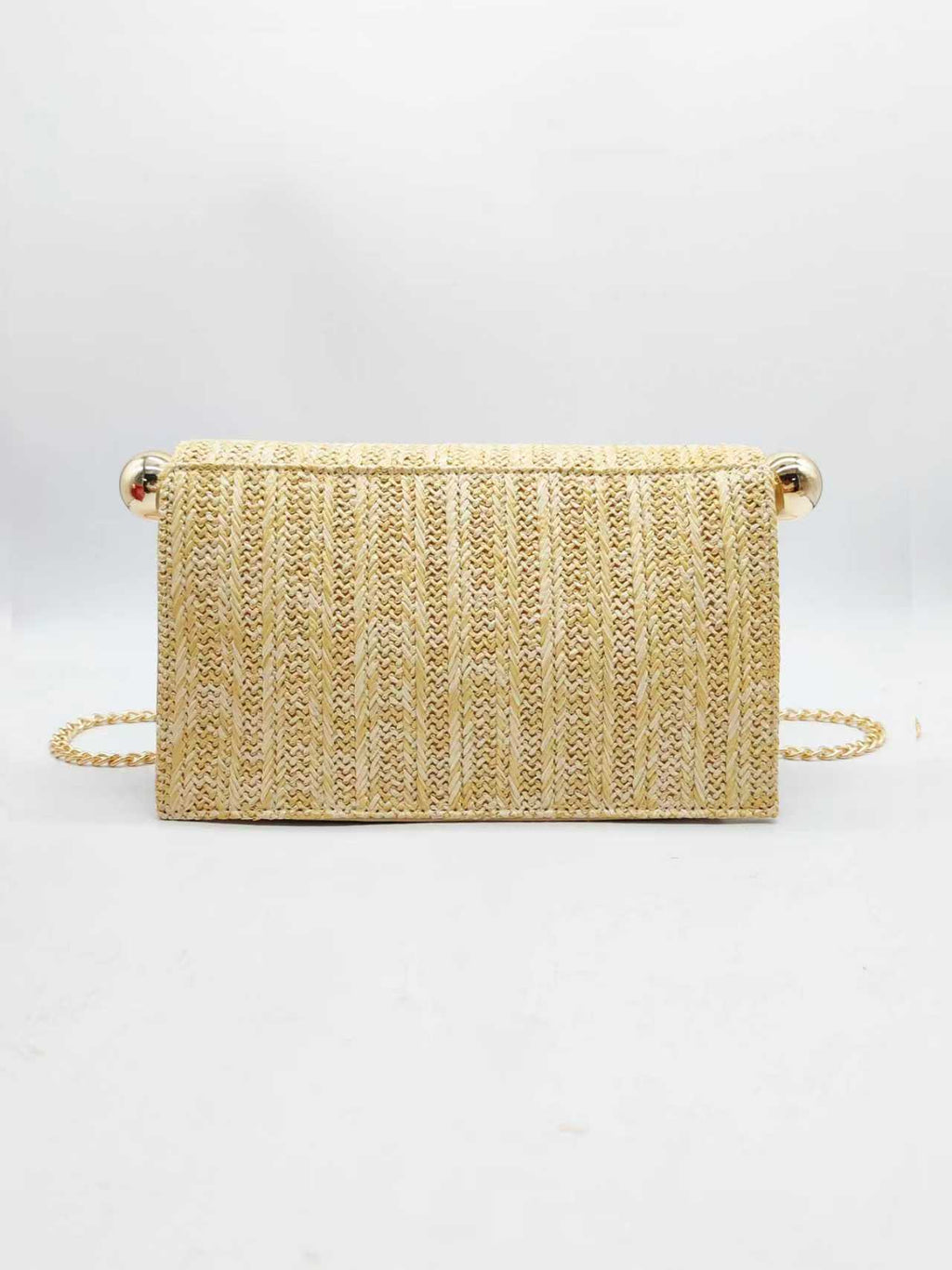 Borsa da sera moda con ricamo in paglia e decorazione in metallo Art.FF27453