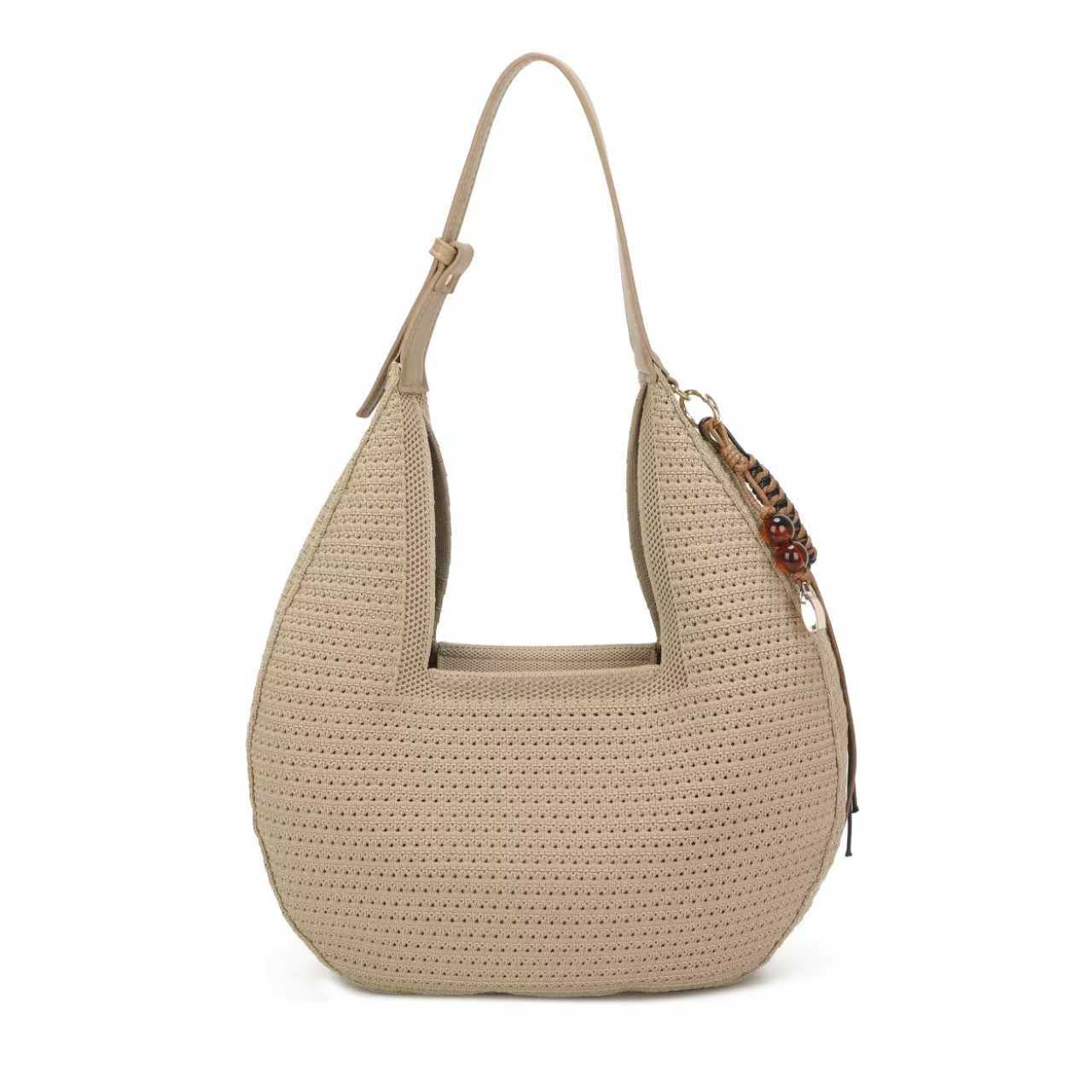 Borsa giornaliera monospalla con ciondolo a tracolla vuota lavorata a maglia e cerniera Art.FF490