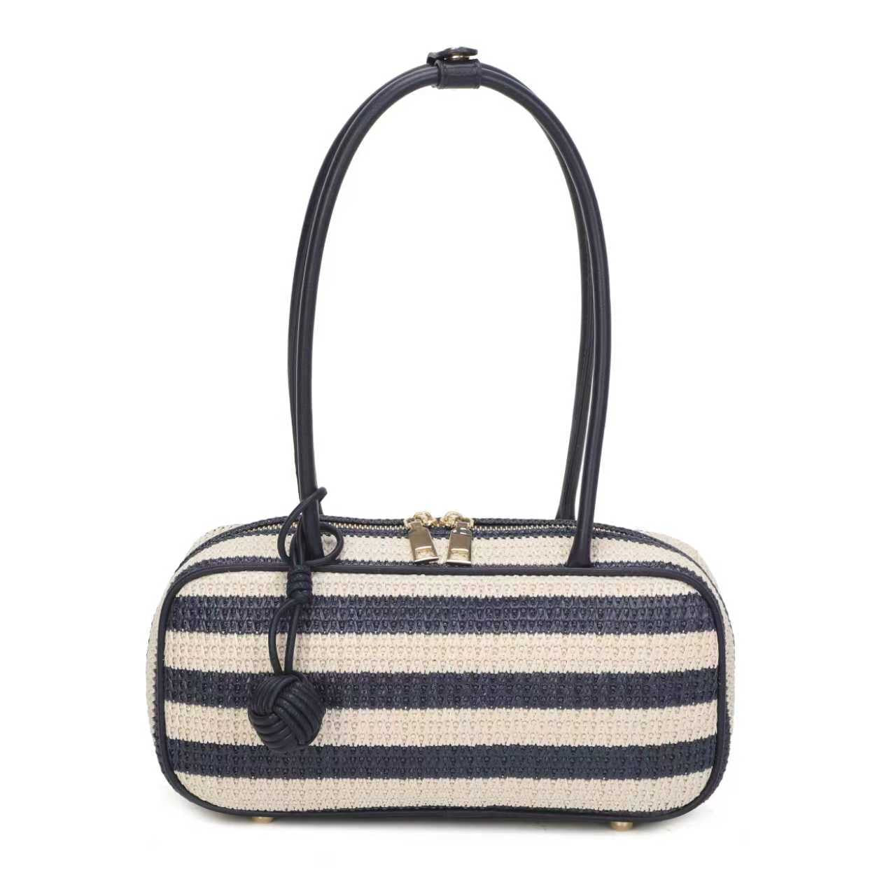 Borsa a Tracolla Orizzontale da Donna in Paglia con Pendente a Sfera, Stile Semplice e Tendenza Quotidiana Art.CE255