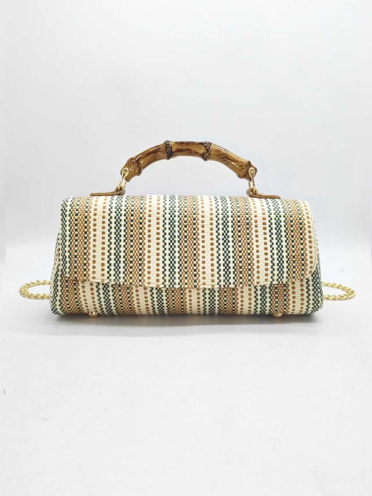 Borsa per festa estiva in legno di paglia da polso Art.FF27466