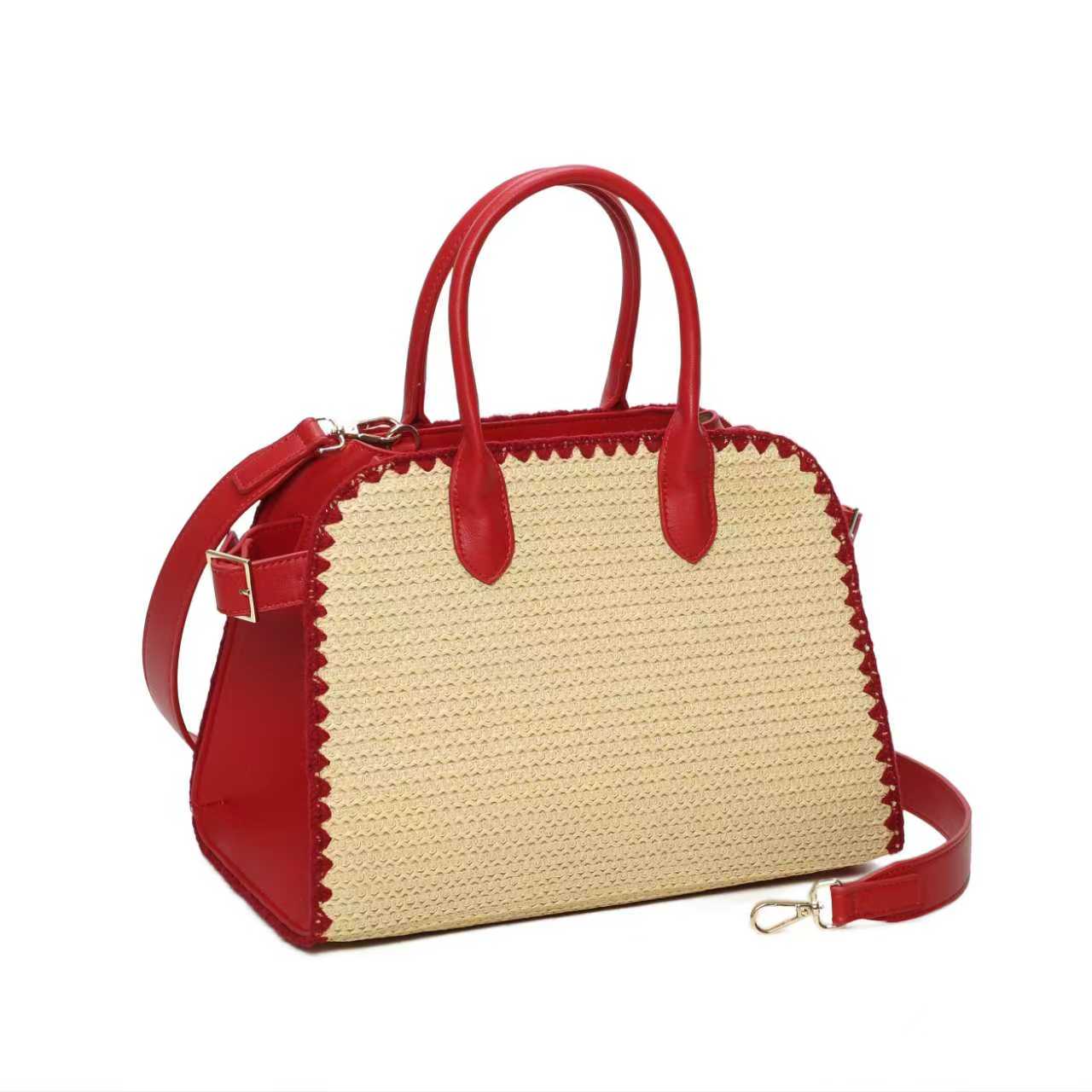 Borsa Casual Quotidiana Ampia con Ricamo Bordo in Paglia Doppio Polso Art.CE265