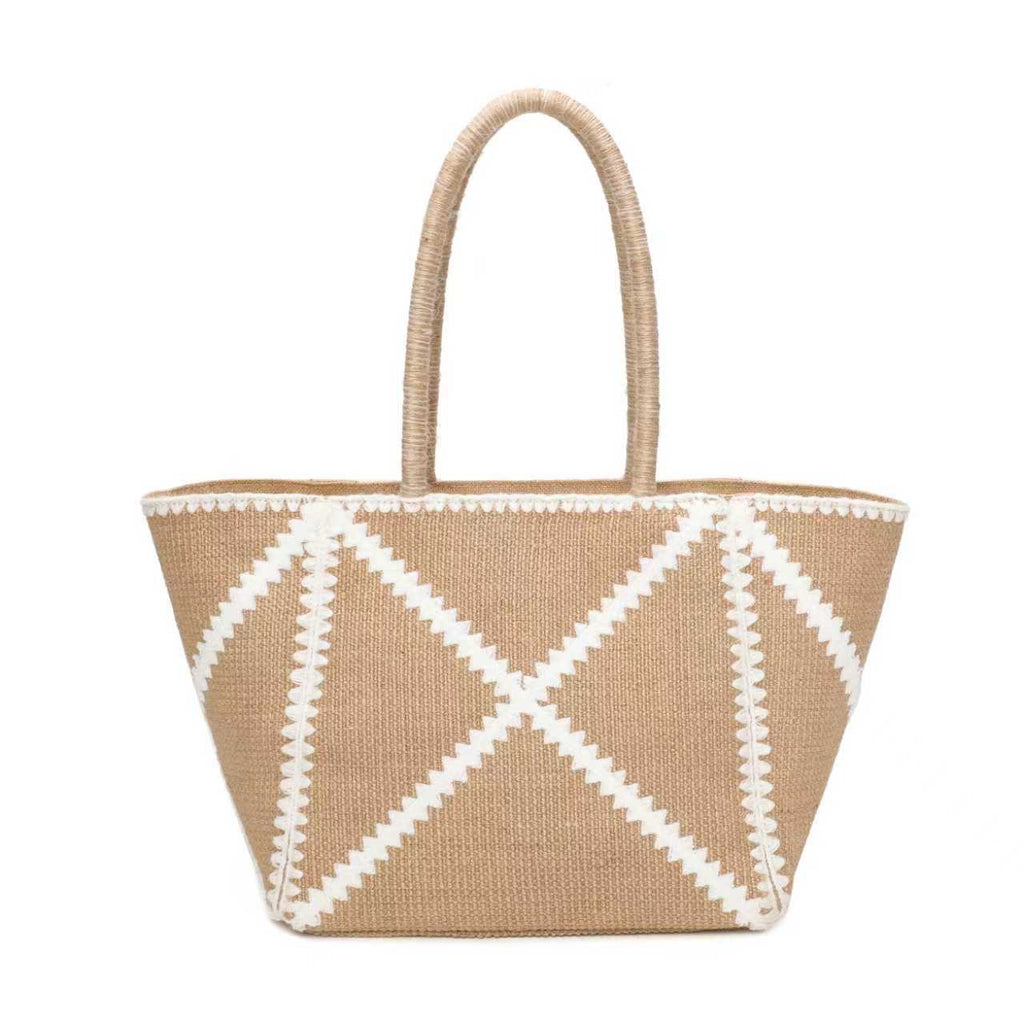 Borsa in juta ricamata di grandi dimensioni monospalla shopping quotidiano Art.CE267