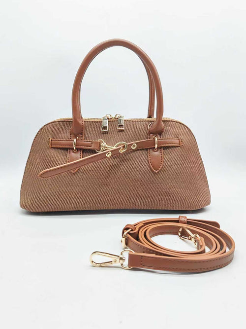 Borsa Casual Quotidiana a Mano con Decorazione Cintura Pu Motivo Tessuto Art.FF27458