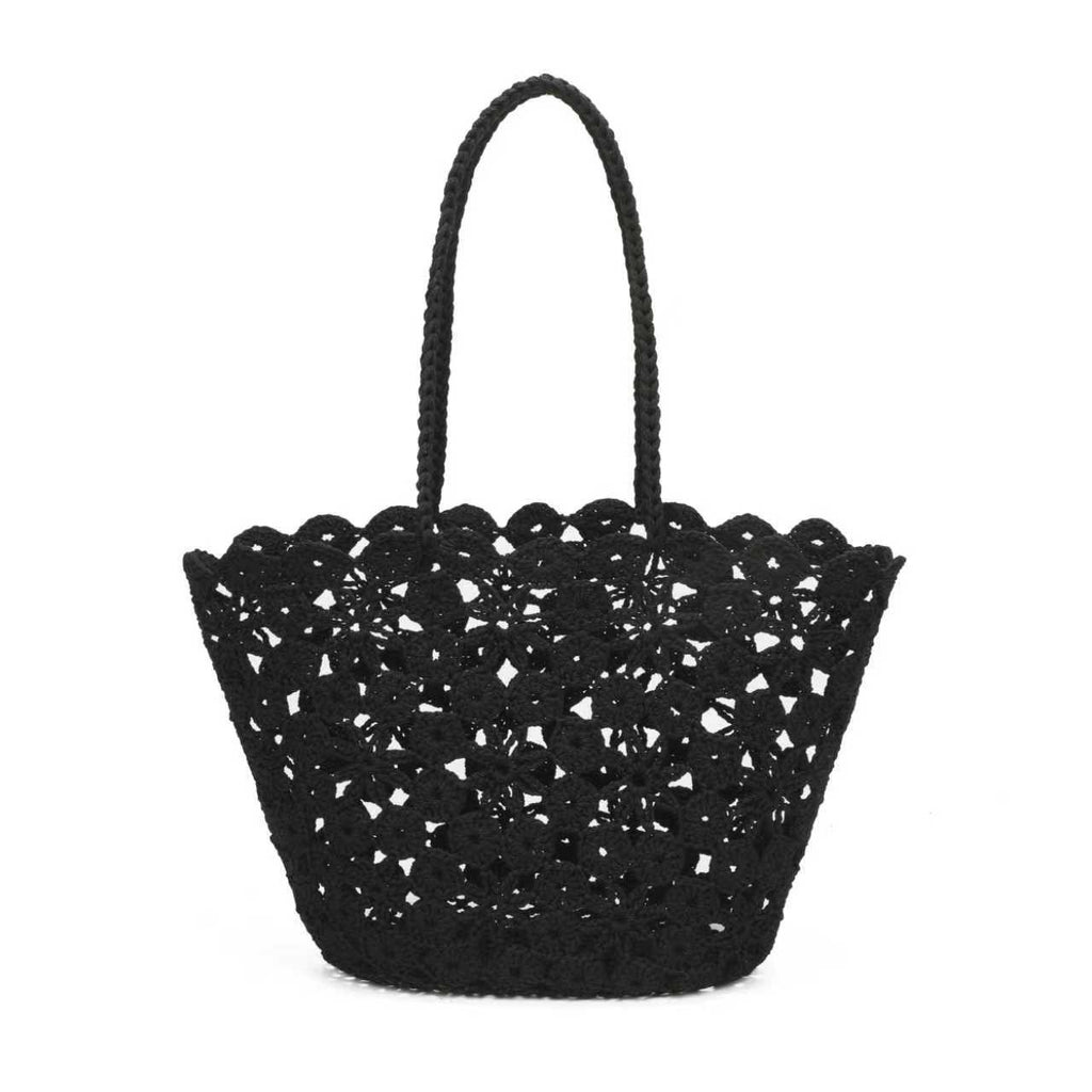 Borsa Estiva Quotidiana Monospalla Fissa in Lana Maglia a Fiori con Tasca Interna Art.23029