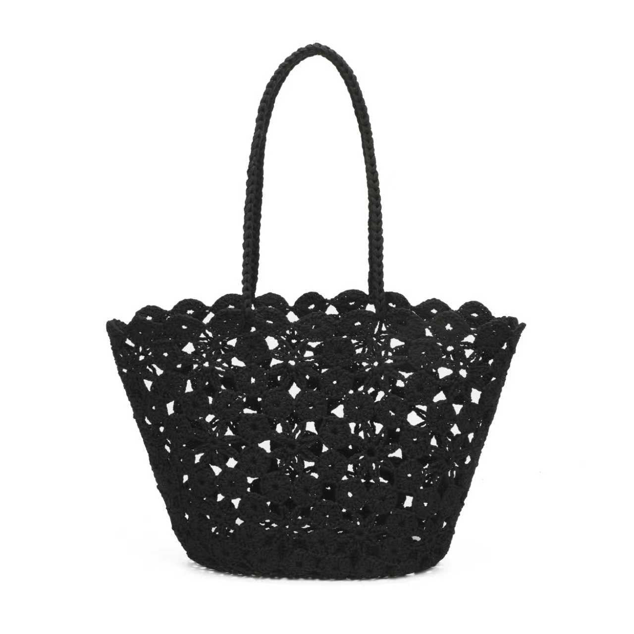 Borsa Estiva Quotidiana Monospalla Fissa in Lana Maglia a Fiori con Tasca Interna Art.23029
