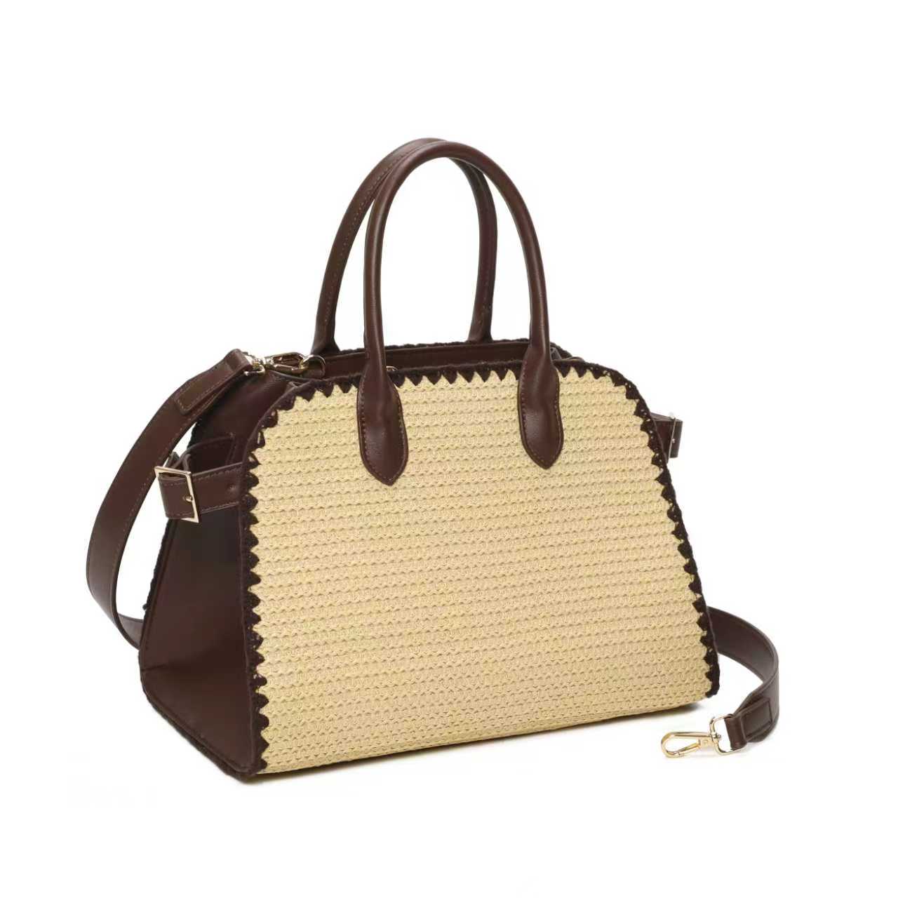 Borsa Casual Quotidiana Ampia con Ricamo Bordo in Paglia Doppio Polso Art.CE265