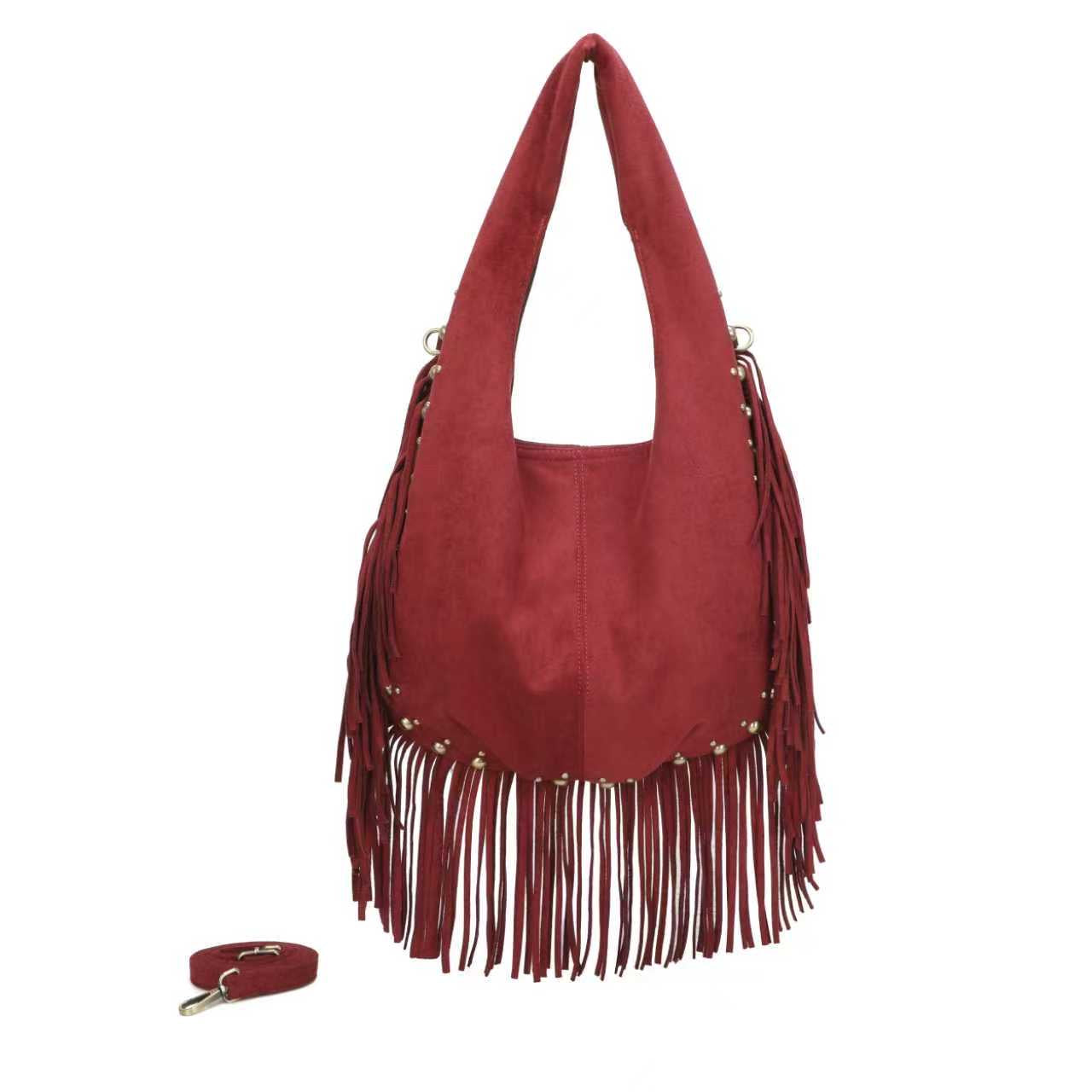 Borsa casual monospalla in pile con barba decorativa Art.CE232
