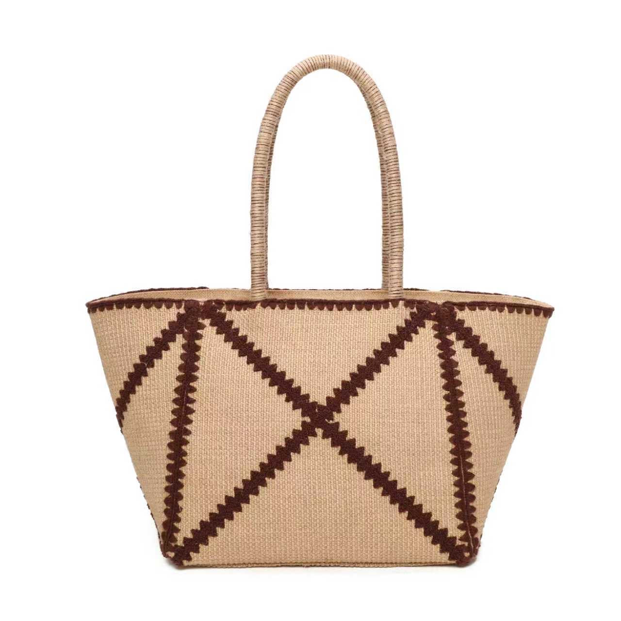Borsa in juta ricamata di grandi dimensioni monospalla shopping quotidiano Art.CE267