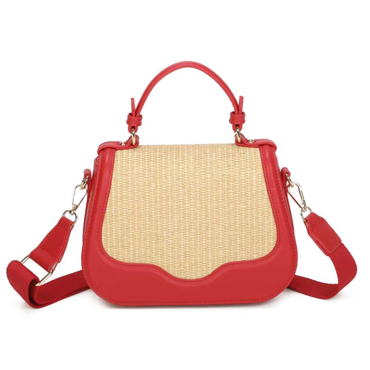 Borsa casual quotidiana in paglia e PU con tracolla larga e lunga Art.CE256