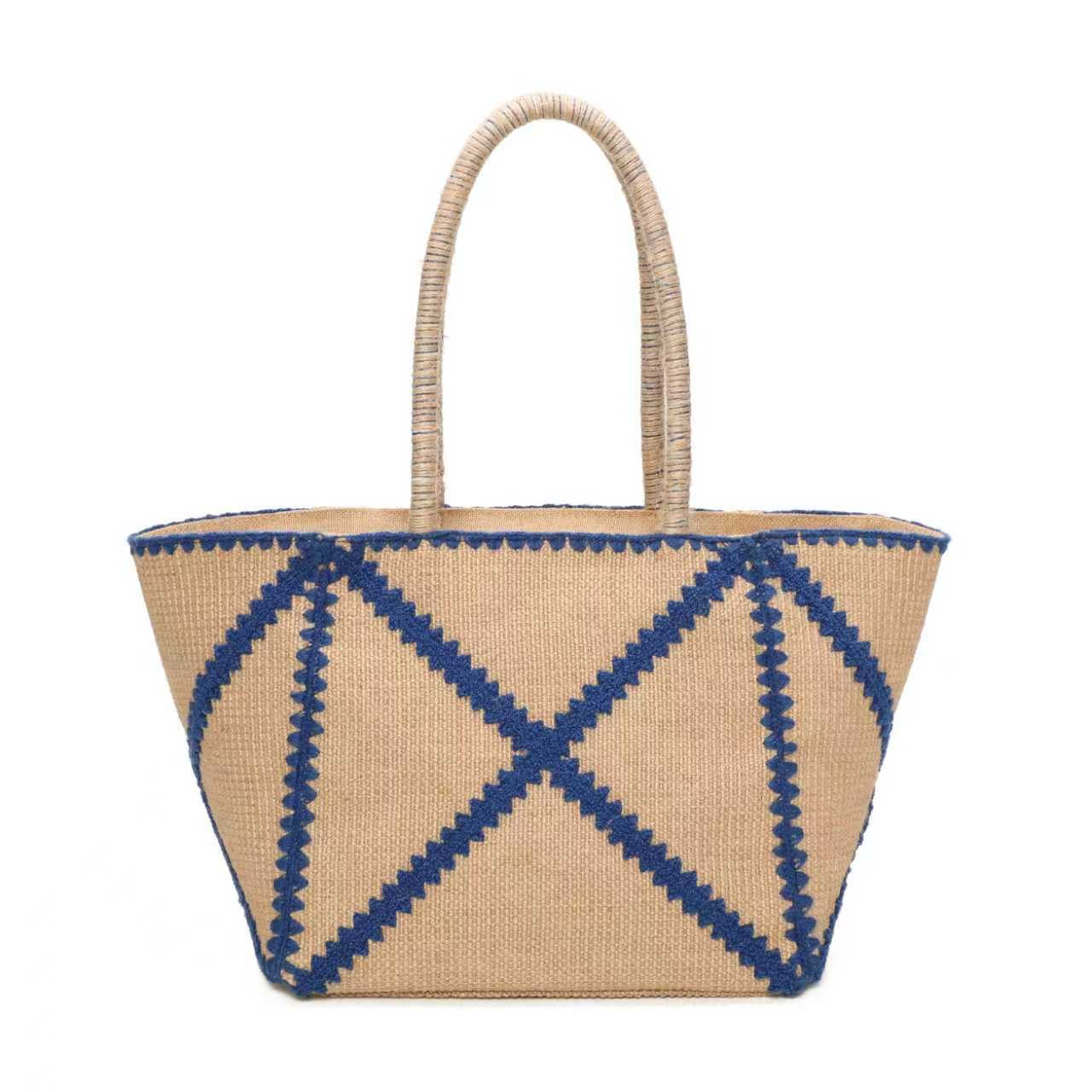 Borsa in juta ricamata di grandi dimensioni monospalla shopping quotidiano Art.CE267