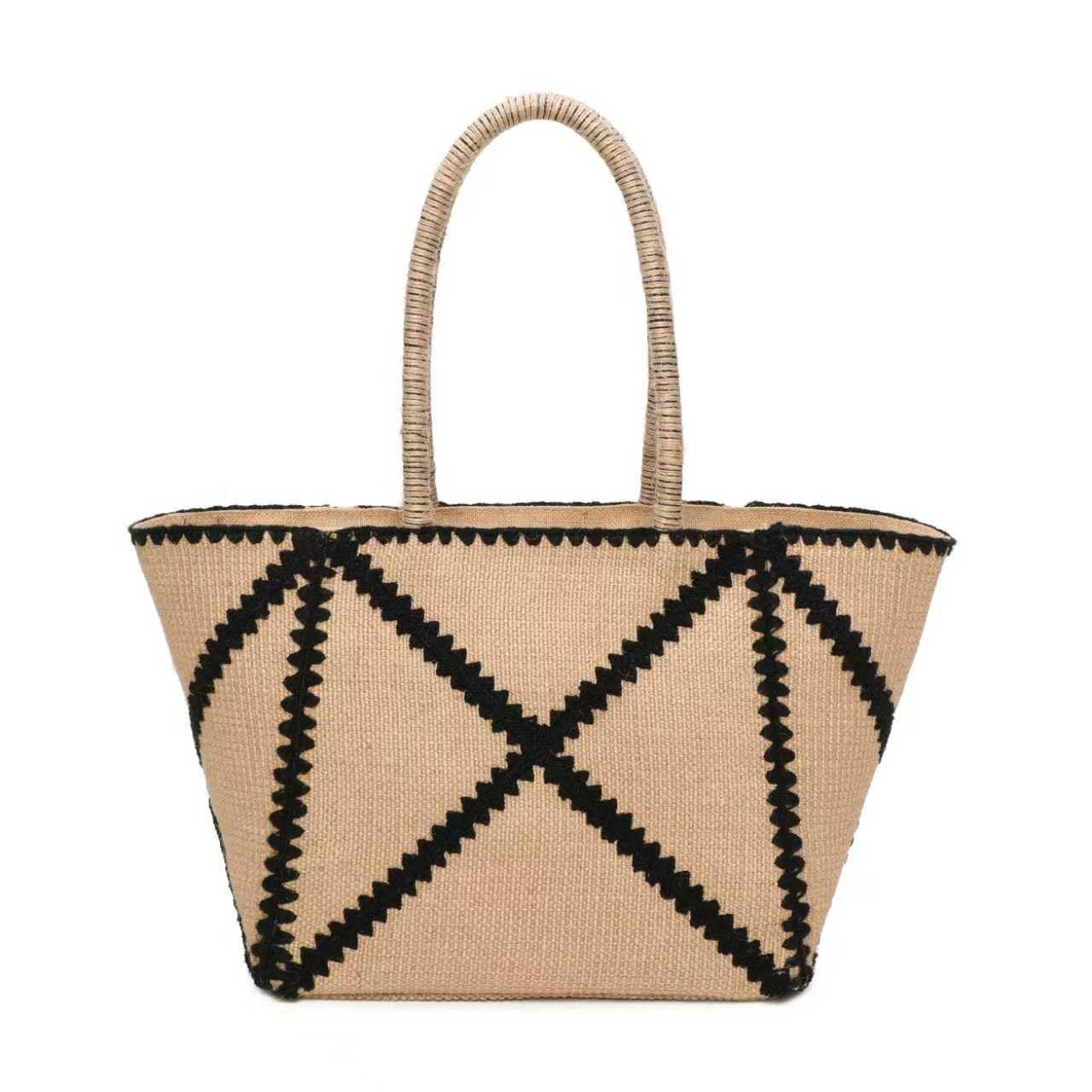 Borsa in juta ricamata di grandi dimensioni monospalla shopping quotidiano Art.CE267