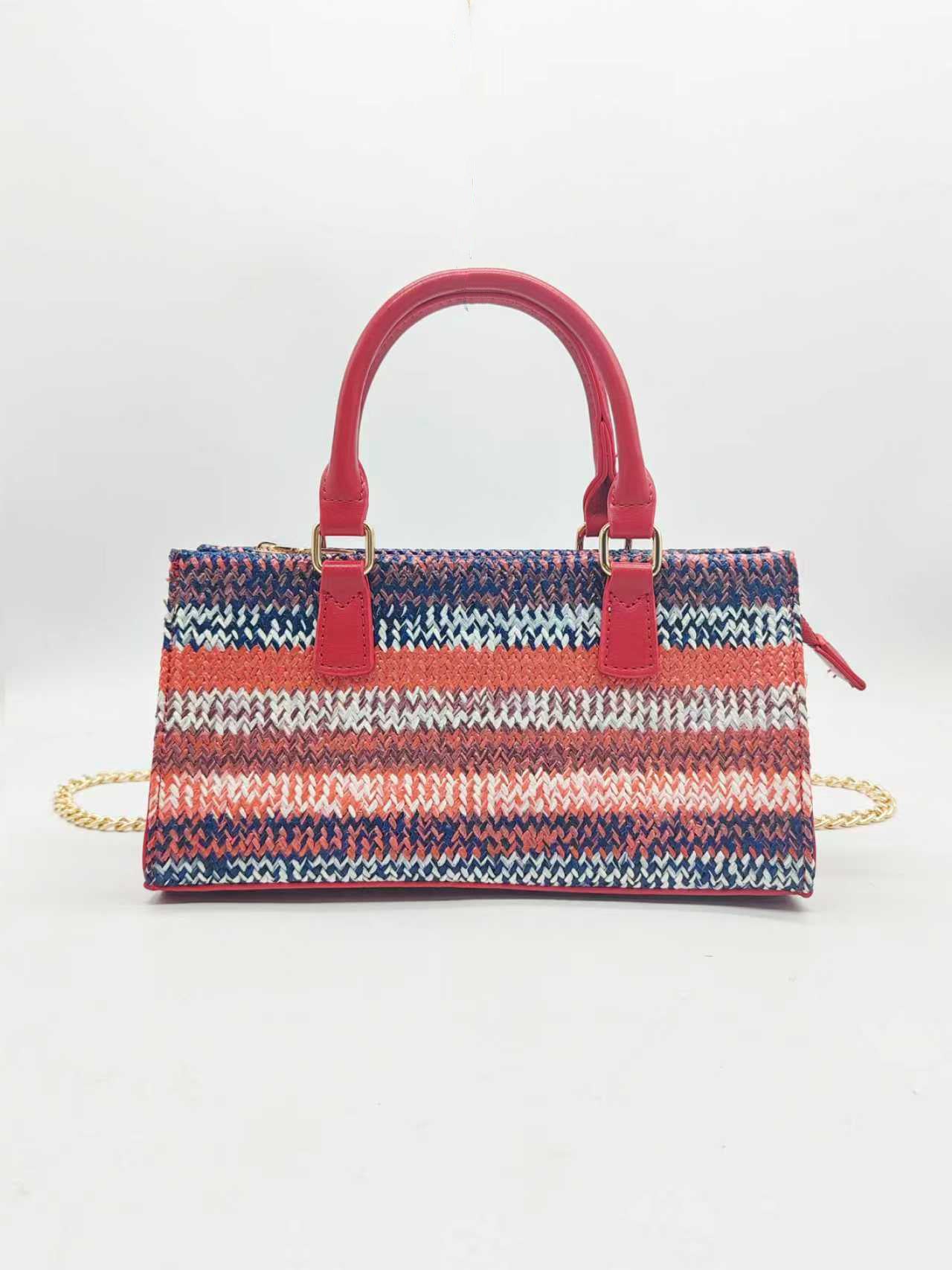 Borsa Casual da Giorno con Strisce Orizzontali Sfumate in Paglia, Art.FF27464