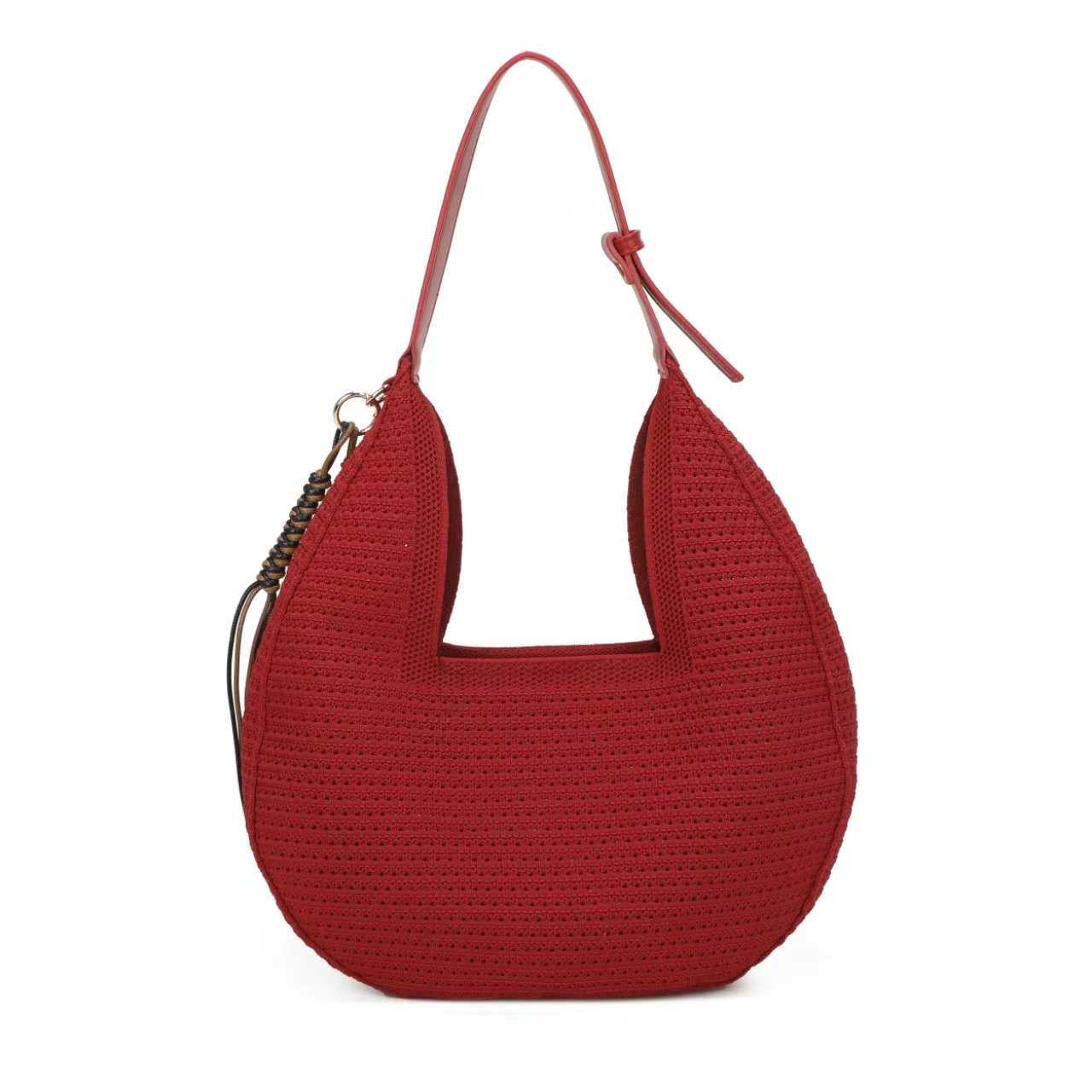 Borsa giornaliera monospalla con ciondolo a tracolla vuota lavorata a maglia e cerniera Art.FF490