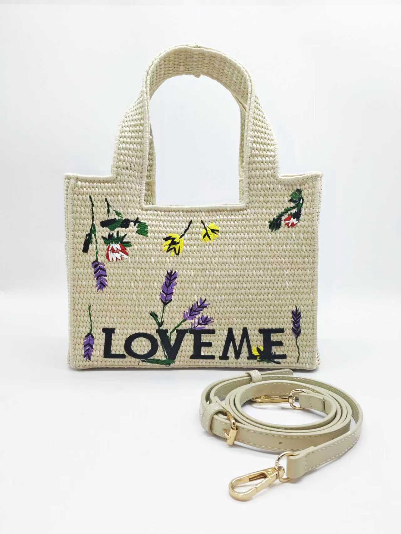 Borsa Casual di Moda da Giorno in Paglia Ricamata a Mano Art.FF27487
