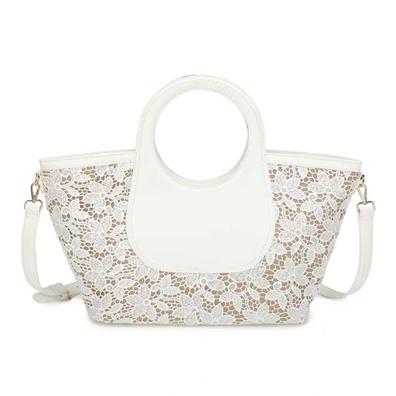 Borsa a mano grande in pizzo con materiale PU, per uso quotidiano e casual, Art. CE194